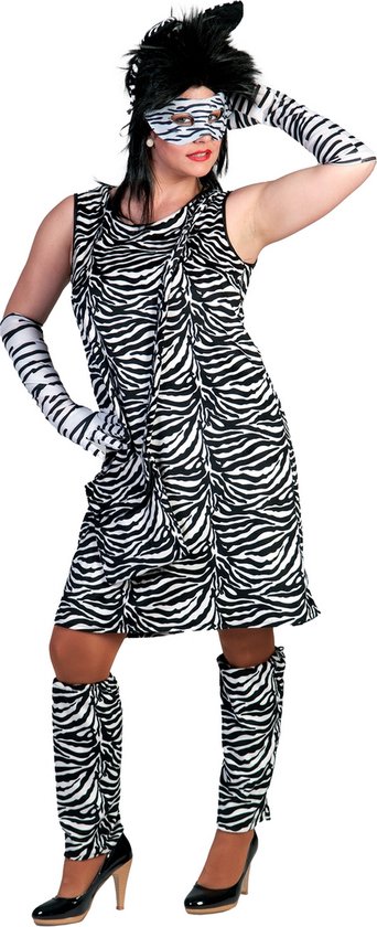 Pierros - Zebra Kostuum - Gestreept Zebra Kostuum Vrouw - - Maat 36-38 - Carnavalskleding - Verkleedkleding