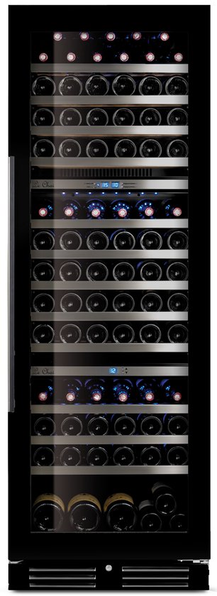 Le Chai Wijnkoelkast 3 temperatuurzones - LTN1430 - 110 flessen - Slot - 11 schuifleggers