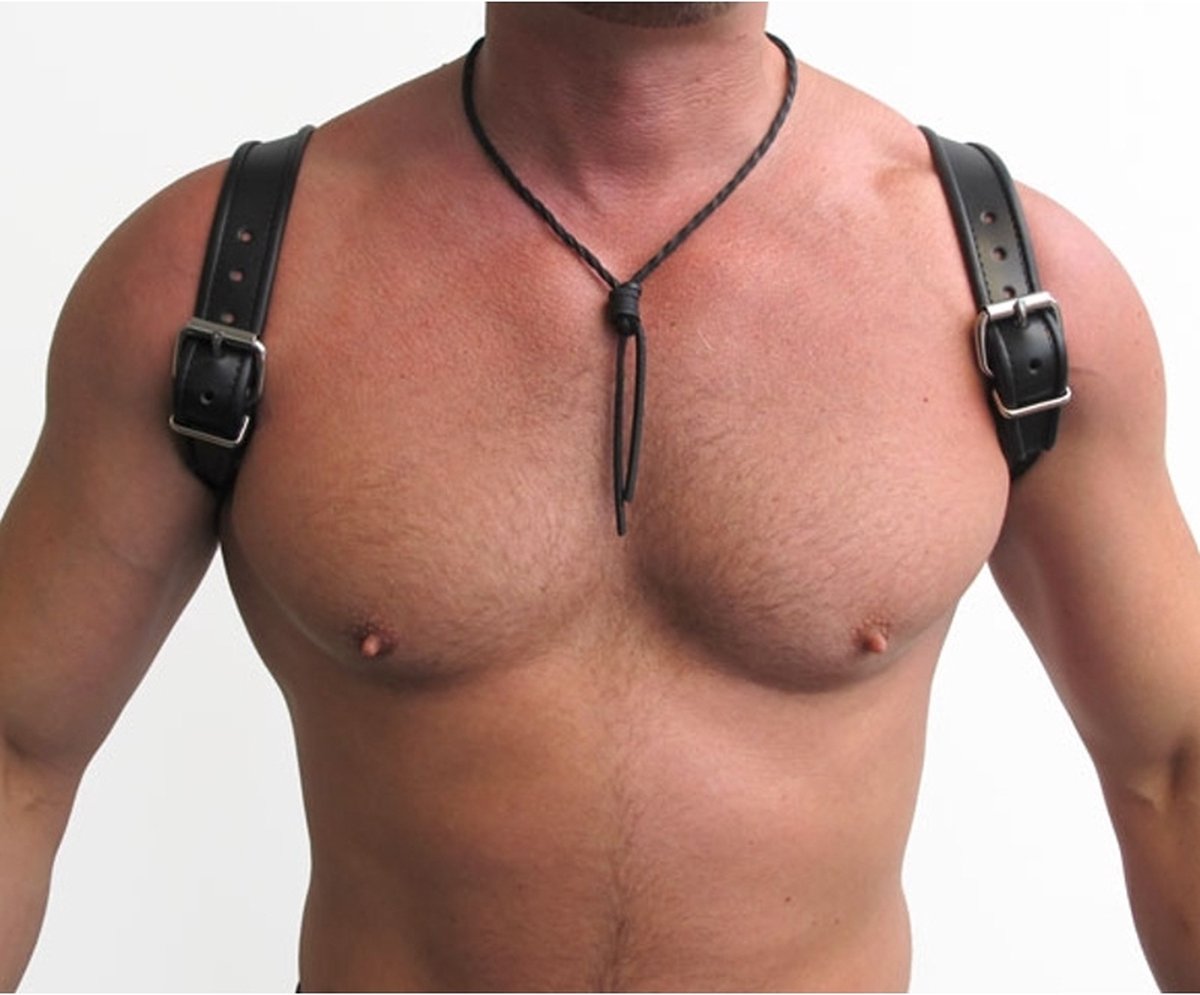 Mister B leren halter harnas - zwart - s/m