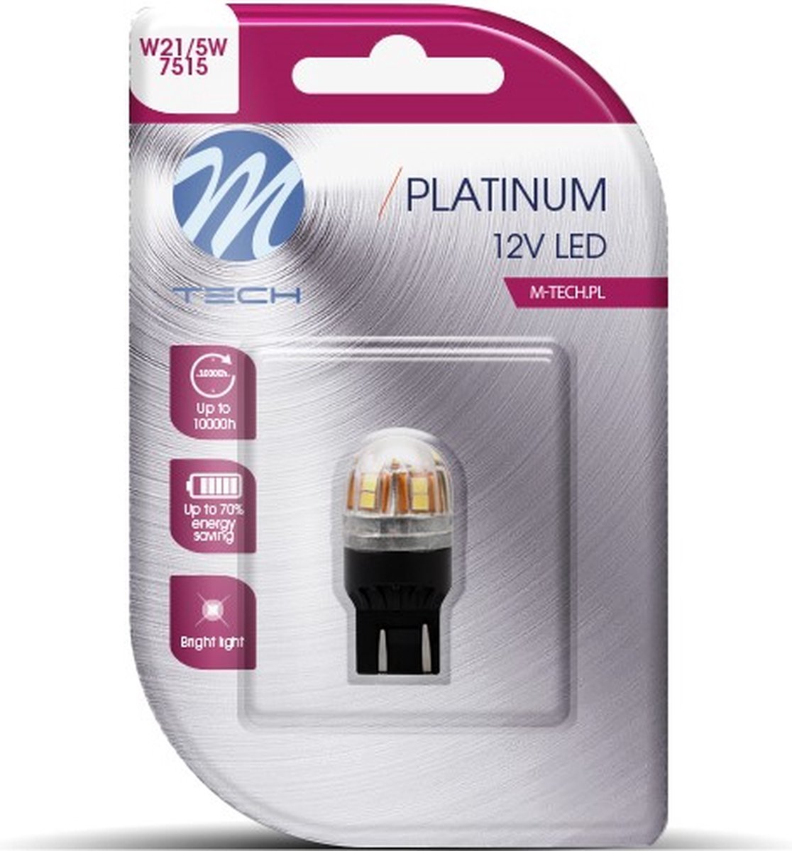 M-Tech Platinum LED W21W 12V - Canbus - 15x Osram Led diode - Wit - Enkel