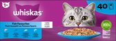 Whiskas 1+ - Kattenvoer Natvoer - Vis - Selectie in gelei - maaltijdzakjes 40 x 85 g
