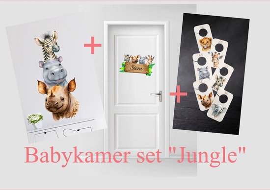 Babykamer set "Jungle" - Muursticker - Maathangers - Naam deursticker