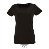 SOL'S - Milo T-Shirt dames - Zwart - 100% Biologisch Katoen - L