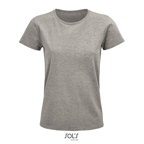 SOL'S - Pioneer T-Shirt dames - Grijs - 100% Biologisch Katoen - S | bol.com