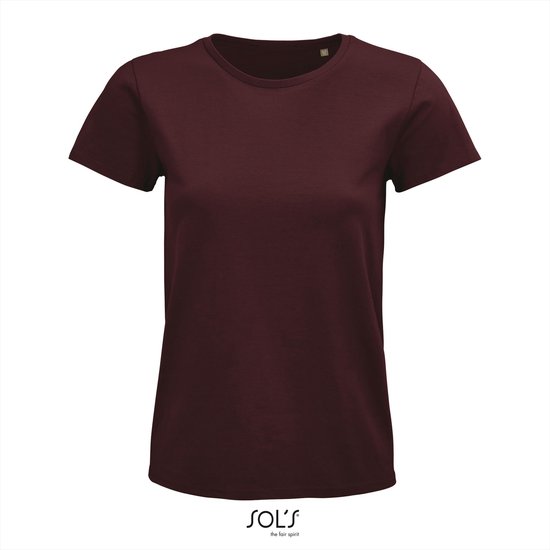 SOL'S - Pioneer T-Shirt dames - Bordeaux Rood - 100% Biologisch Katoen - XXL