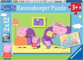 Ravensburger puzzel Thuis bij Peppa Pig - Twee puzzels - 12 stukjes - kinderpuzzel