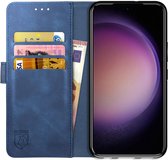 Rosso Element Book Case Wallet Hoesje Geschikt voor Samsung Galaxy S23 Plus | Portemonnee | 3 Pasjes | Magneetsluiting | Stand Functie | Blauw