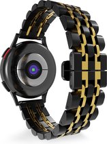 Strap-it Smartwatch bandje 22mm - Luxe duo stalen schakel horlogeband geschikt voor Huawei Watch GT 2 46mm / GT 3 46mm / GT 3 Pro 46mm / Watch 3 (Pro) / GT 2 Pro - Polar Vantage M / M2 / Grit X - Xiaomi Mi Watch - Xiaomi Watch S1 - zwart/goud