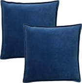 Set van 2 Sierkussens - Dutch Decor CAITH - 50x50 cm - Velvet - Insignia Blue - donkerblauw – unikleur – inclusief binnenkussens