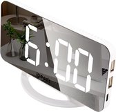 IGOODS Digitale Wekker - Digitale LED klok - LED Alarmklok - Spiegel - Wit