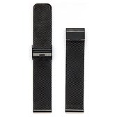 Milanese Mesh Fijn Geweven Horlogebandje Roestvrij Staal + opening tool - Zwart 18mm