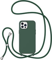 Hoesje Geschikt voor iPhone 14 Pro Hoesje met Koord Groen - soft Siliconen Back Cover