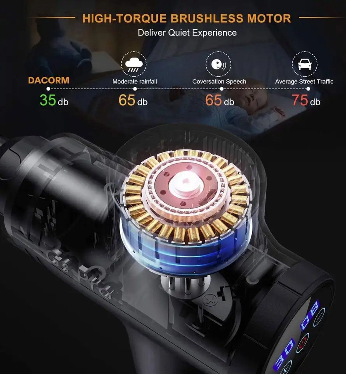 Afbeelding 3 van My Arc Massage Gun - Massage Apparaten - Gym - Fitness - Sport - Massage - 6 Kopstukken - Inclusief Reistas