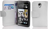 Cadorabo Hoesje geschikt voor HTC Desire 700 in MAGNESIUM WIT - Beschermhoes van getextureerd kunstleder en kaartvakje Book Case Cover Etui