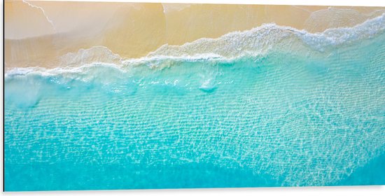 Dibond - Golven van een Heldere Zee in de Zomer - 100x50 cm Foto op Aluminium (Met Ophangsysteem)