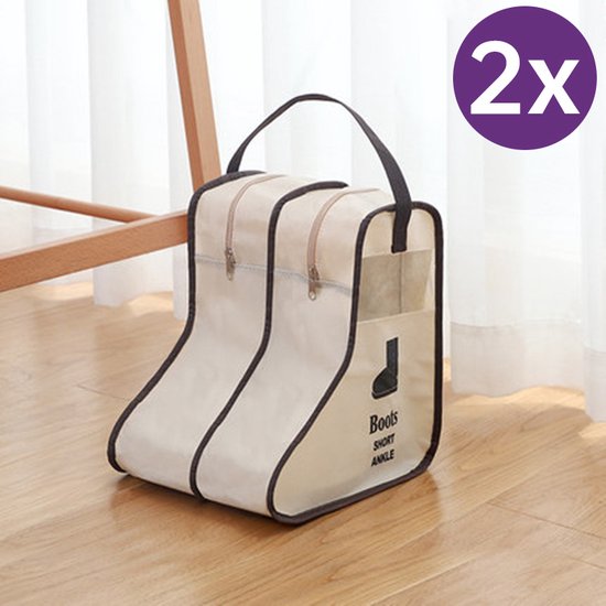 Foto: 2 stuks laarsjes opbergzak bescherming lage dames laarzen boots organizer 28x24x29cm beige