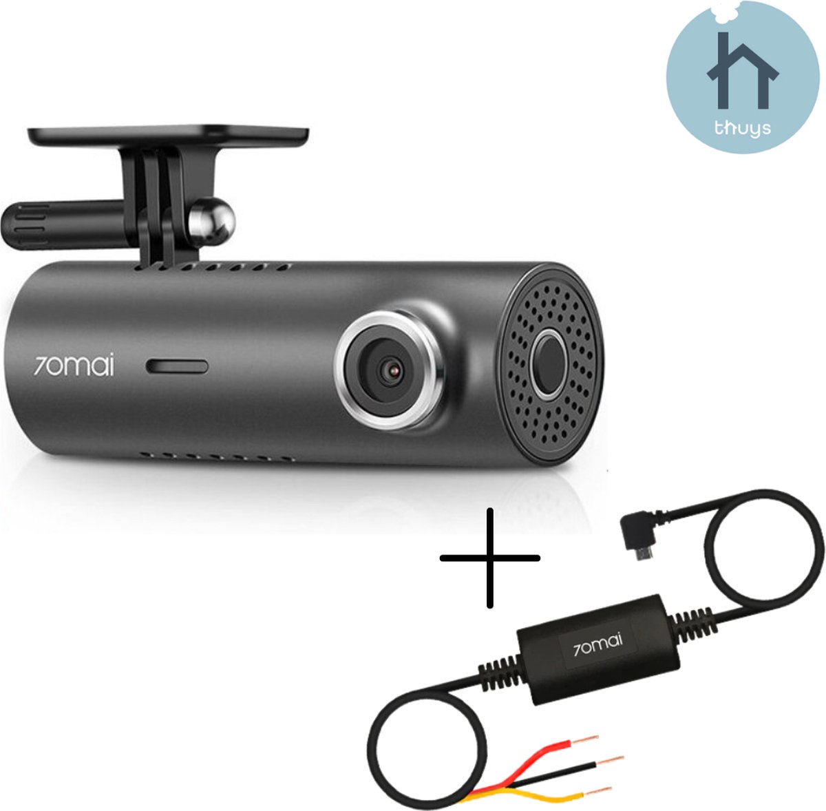 Thuys Dashcam – Dashcam Voor Auto Met Nachtzicht – Dashcams Met Draadloze verbinding – Grijs – 140° Zicht Op De Weg – Met Hardwire Kit