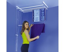 Premier Linens Plafond Droogrek Hangend 6 stangen van 110cm – Droogrek balkon – Wasrek hangend - Ruimtebesparend
