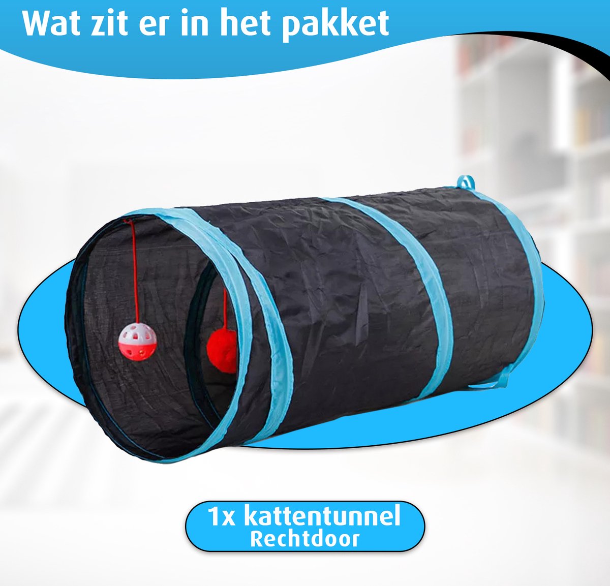 Kattentunnel - Rechtdoor - Konijnentunnel - Speeltunnel - Kattenspeelgoed - Kattenspeeltjes - Kruiptunnel — afbeelding 3