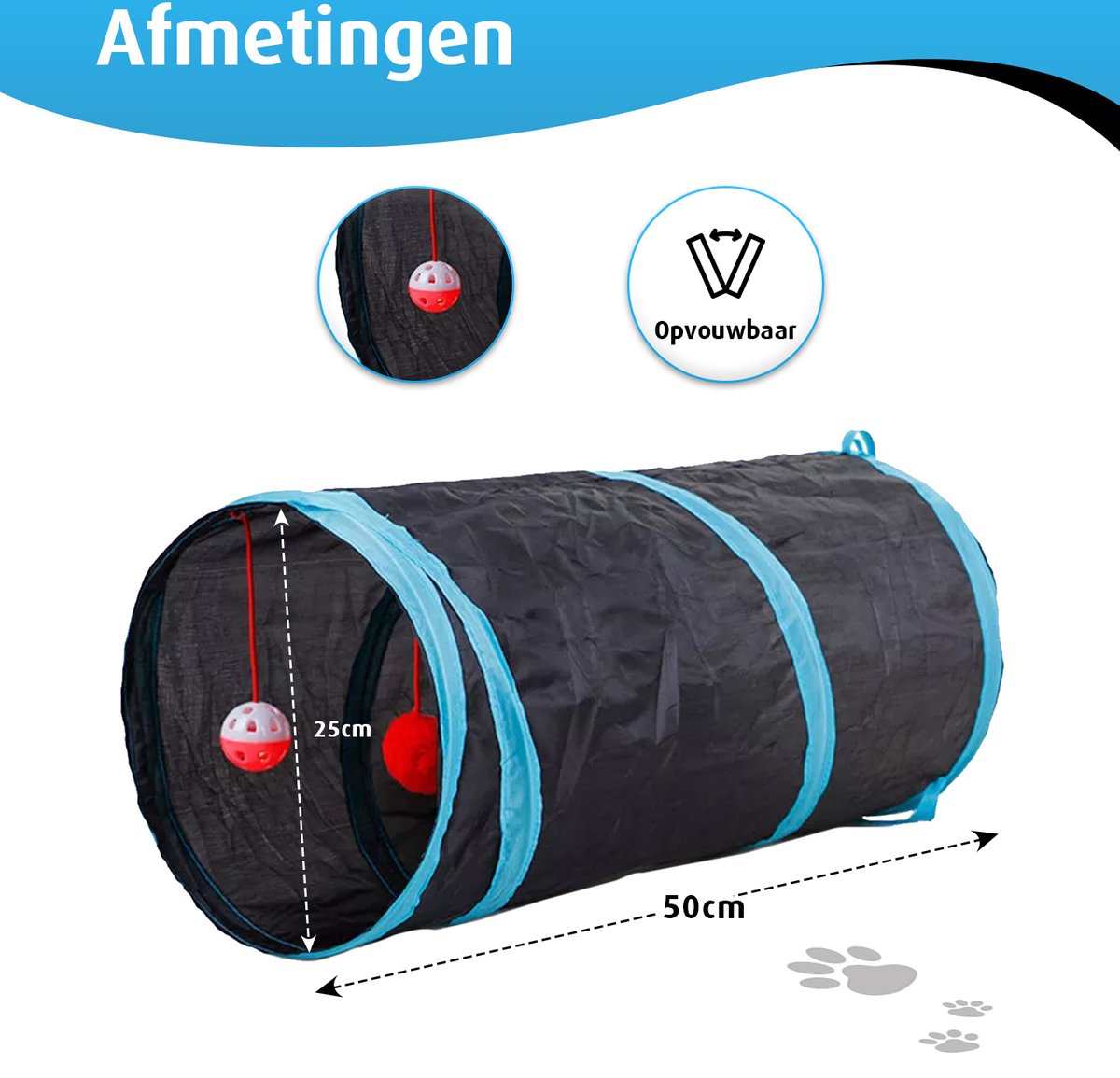 Kattentunnel - Rechtdoor - Konijnentunnel - Speeltunnel - Kattenspeelgoed - Kattenspeeltjes - Kruiptunnel — afbeelding 4