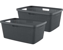 Curver Jute Wasmand - 46L - 2 stuks - Donkergrijs