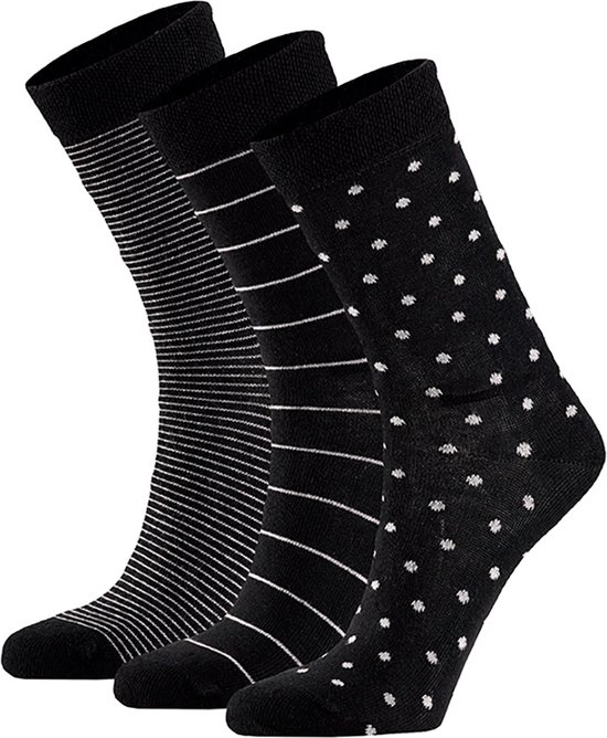 Apollo - Dames sokken van biologisch katoen - 6-Paar - Multi Zwart - Maat 39/42 - Bio-Katoen - Duurzaam - Sokken maat 39 42