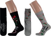 Apollo - Kerstsokken dames - Multi Zwart/Grijs - Maat 36/41 - Sokken kerstmis - Kerst - Kerstcadeau vrouwen - Kerstcadeau dames