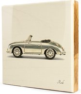 Porsche 356A Cabrio Steigerhout Tegeltableau - 1x1 - 19 x 19 cm (LxB)