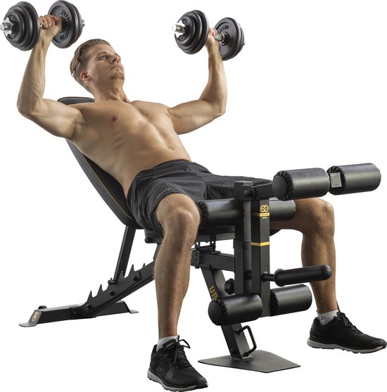 GOPLUS Halterbank, inklapbaar, trainingsbank met 10-voudige rugleuning en 3-voudige zitting verstelbaar, fitnessbank tot 300 kg belastbaar, si-up-bank voor krachttraining, geschikt als schuine bank en