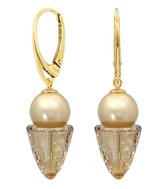 ARLIZI 2188 Boucles d'oreilles d'oreilles crème perle Swarovski cristal - argent massif plaqué or - 5 cm