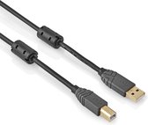 USB A naar USB B kabel - 2.0 - HighSpeed - Ferrietkern - 5 meter - Zwart - Allteq