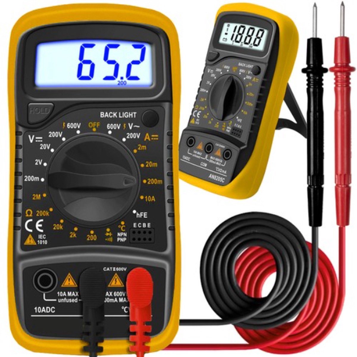 Digitale Multimeter Pro AC / DC Incl. 9V Batterij Meetkabels & Beschermhoes
