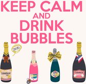 Carte cadeau - Carte fleurie - Keep calm and drink Bubbles - 7 x 7 cm - 20 pièces - avec perçage