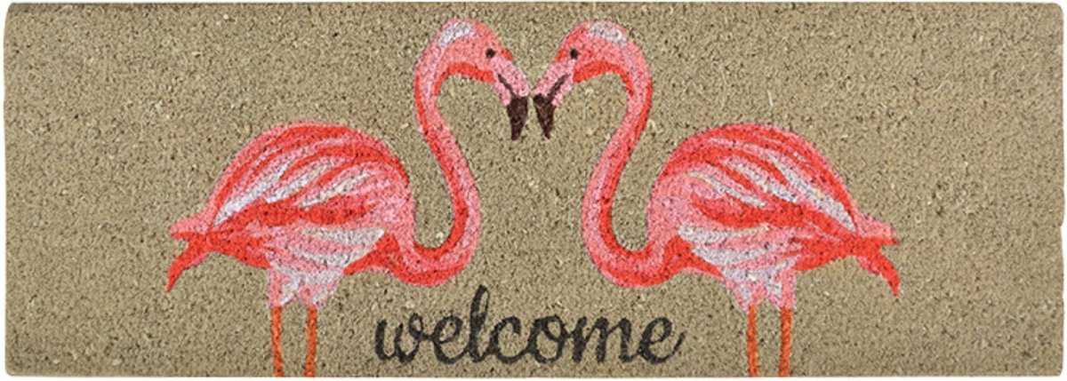 Deurmat kokos flamingo 75 cm x 25 cm - deurmat - mat - anti slip - voor binnen en buiten - geschenk - cadeau - gift - nieuwjaar - kerst - verjaardag