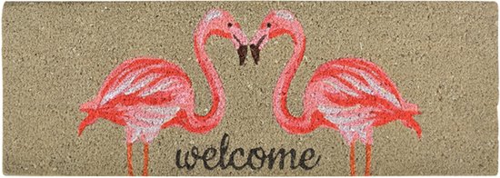 Deurmat kokos flamingo 75 cm x 25 cm - deurmat - mat - anti slip - voor binnen en buiten - geschenk - cadeau - gift - nieuwjaar - kerst - verjaardag