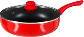 Bol.com Secret de Gourmet - Hapjespan met deksel - Alle kookplaten/warmtebronnen geschikt - rood/zwart - Dia 28 cm aanbieding