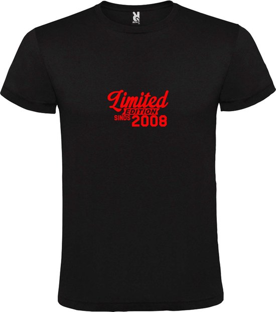 Zwart T-Shirt met “Limited sinds 2008 “ Afbeelding Rood Size XXXL