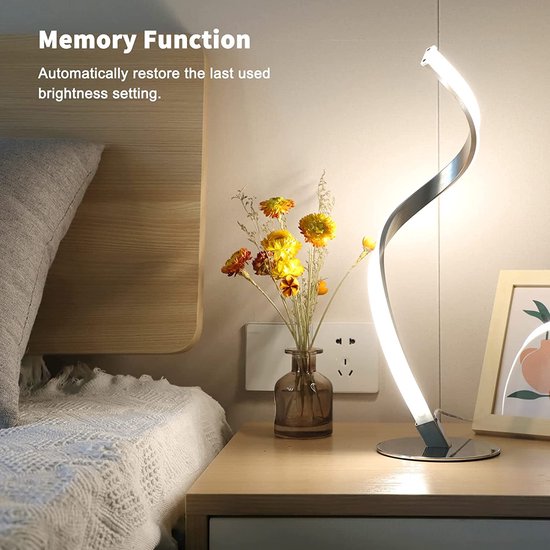 TrueForYou - 2 stuks led-spiraalbedlamp, dimbaar, metaal, touchscreen, 3000  K-5000 K... | bol.com