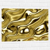 Muursticker - Vloeibaar Metaal in het Goud - 80x60 cm Foto op Muursticker