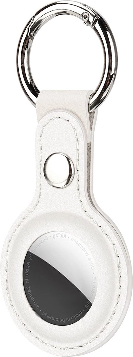 Arisenn® LEER AirTag Sleutelhanger - Echt Leer - Bescherm je AirTag tegen krassen - Duurzame materialen - Leder - Sleutelring met scharnier - Verschillende kleuren - Wit