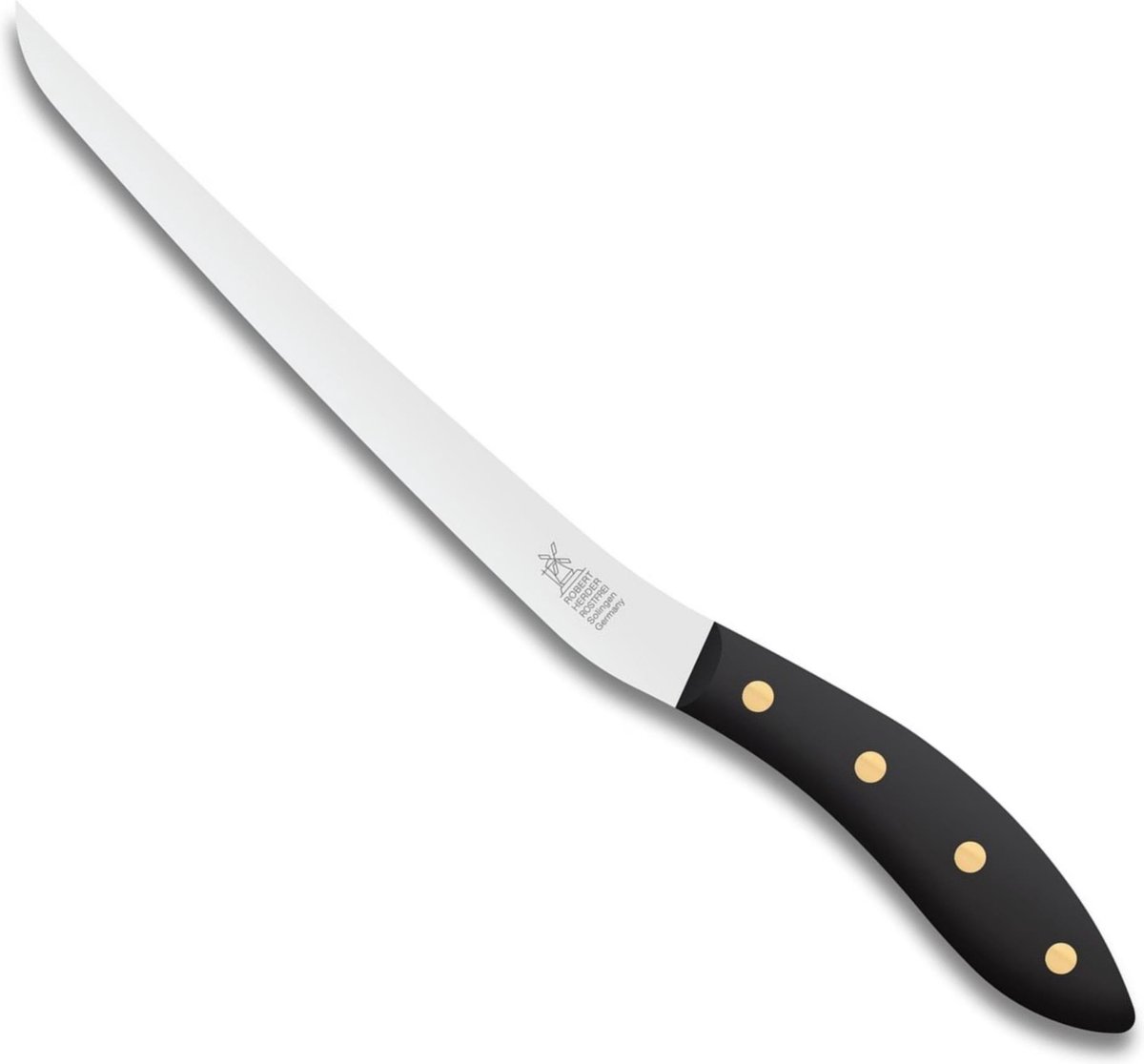 Robert Herder Fileermes SeaKnives – Edwin Vinke's – Stijf – RVS – Lemmet 210 mm – Heft POM Zwart