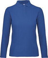 Dames Long Sleeve Polo ID.001 Kobaltblauw merk B&C maat 3XL