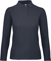 Dames Long Sleeve Polo ID.001 Donkerblauw merk B&C maat 3XL