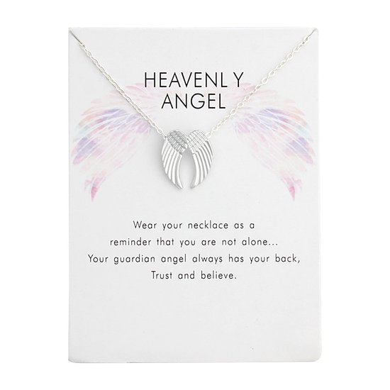 Bixorp Luck Zilveren Dames Ketting met Engel Vleugels - "Heavenly Angel" - 45/50cm - Cadeau voor Vrouw - Zilverkleurig