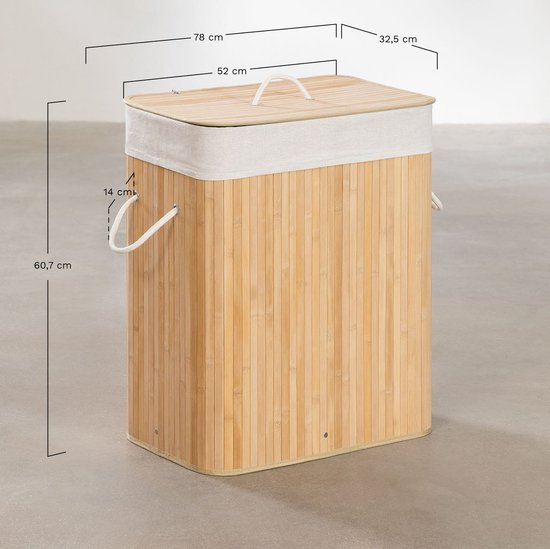MIRA Home - Opbergmand - Wasmand - Mand - Opbergsysteem - Bamboe - 60x78cm