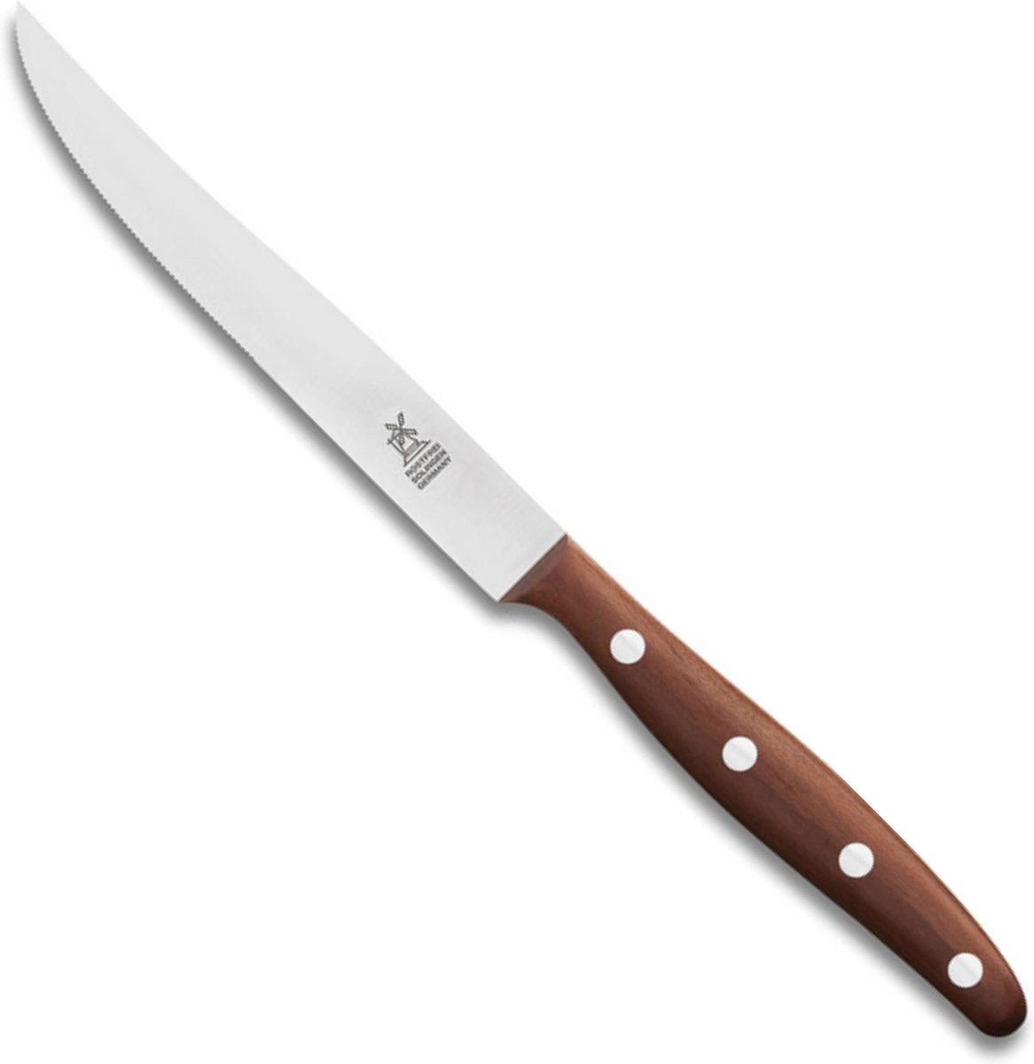 Robert Herder Windmühle Steakmes – RVS – Glad – Lemmet 12,5 cm – Heft Pruimenhout