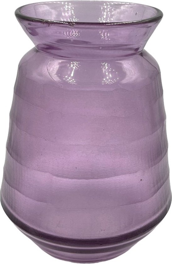 Jodeco Bloemenvaas - lila paars/transparant glas - H18 x D11,5 cm | Leen Bakker