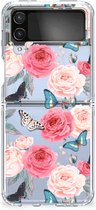 Smartphone hoesje Geschikt voor Samsung Galaxy Z Flip 4 Telefoontas Butterfly Roses