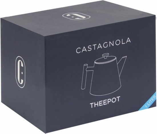 Castagnola Theepot met Filter - Theekan Dubbelwandig - Roestvrijstalen Thermoskan - Isoleerkan 1 L - RVS - Zwart - Castagnola