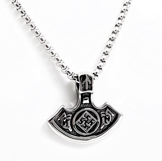 Viking Hangers Ketting Noorse Mythologie Man Vrouw Vintage Stevig Rvs Gemaakt Scandinavische Bescherming Talisman Amulet Sieraden,Triple horn,50 cm